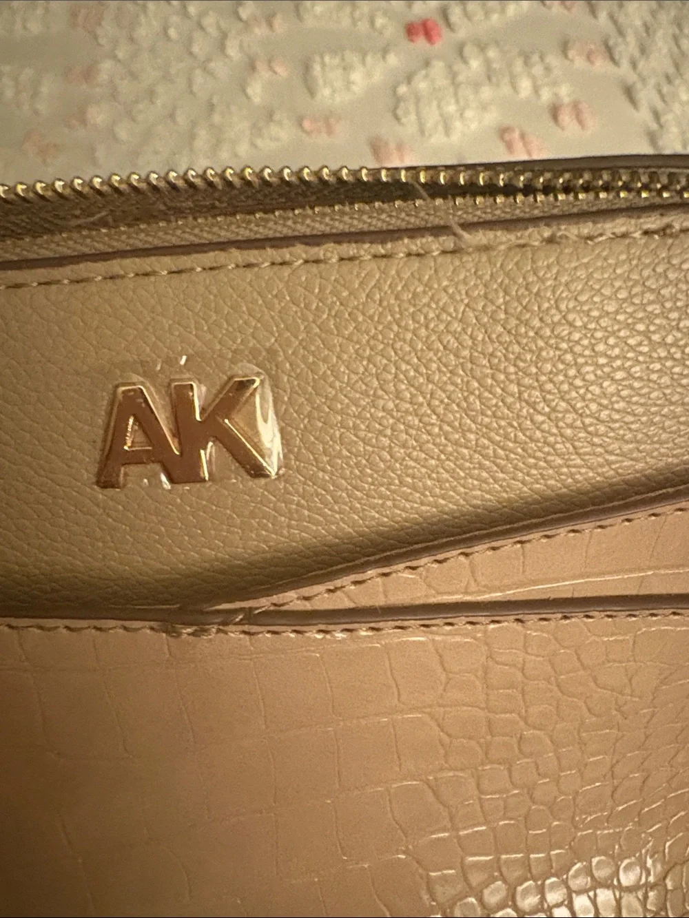 Taupe Croc-Embossed Crossbody Bag
